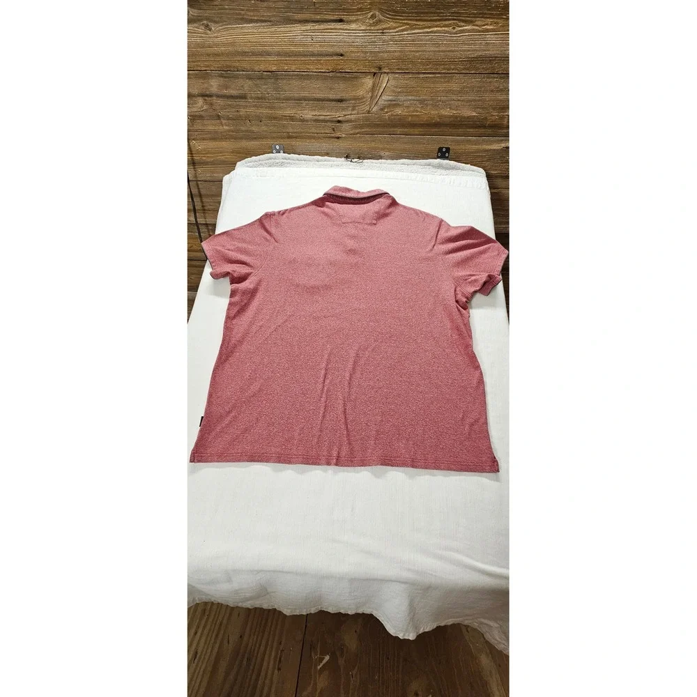 7 Diamonds Mens XXL Red Heather Short Sleeve Chest Pocket Polo Shirt Casual